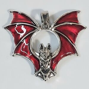 Red Bat Wing Necklace Pendant